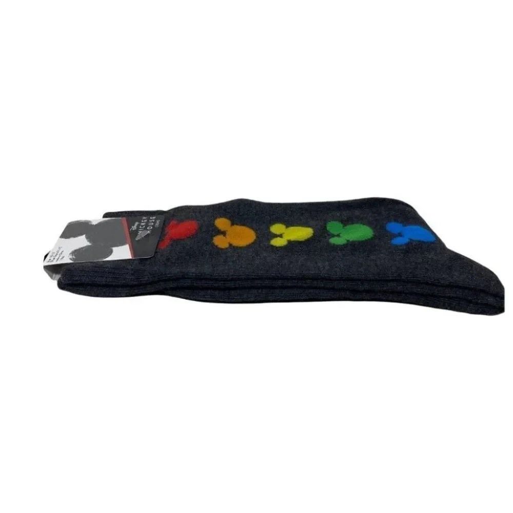 Disney Mickey Mouse Crew Socks Rainbow 🌈 Colors Size 10-13 Pride Love Ears Logo